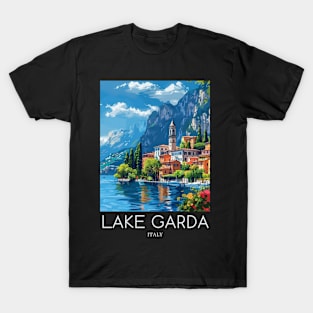 A Pop Art Travel Print of Lake Garda - Italy T-Shirt